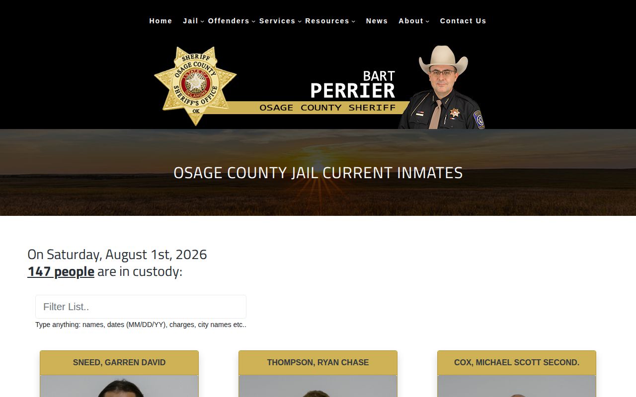 Osage County current inmate roster contrasted with released inmate records