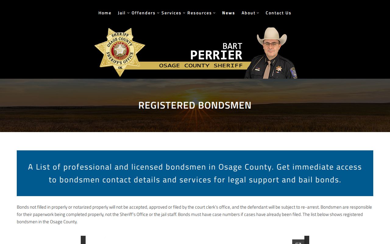 Osage County bond paperwork and inmate release warning