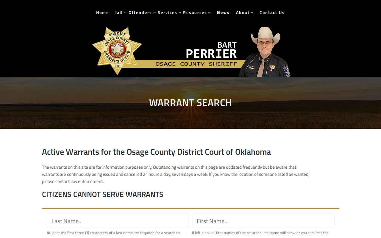 Osage County warrant search for parole and probation checks