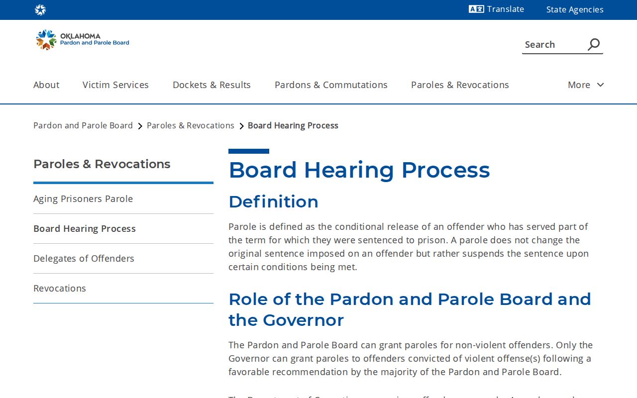 Osage County parole hearing outcome rules